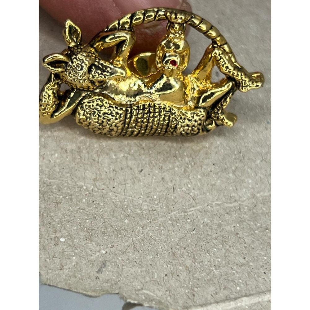 Vintage Gold Armadillo Lapel Pin Animal Brooch Collectible Southwestern Gift